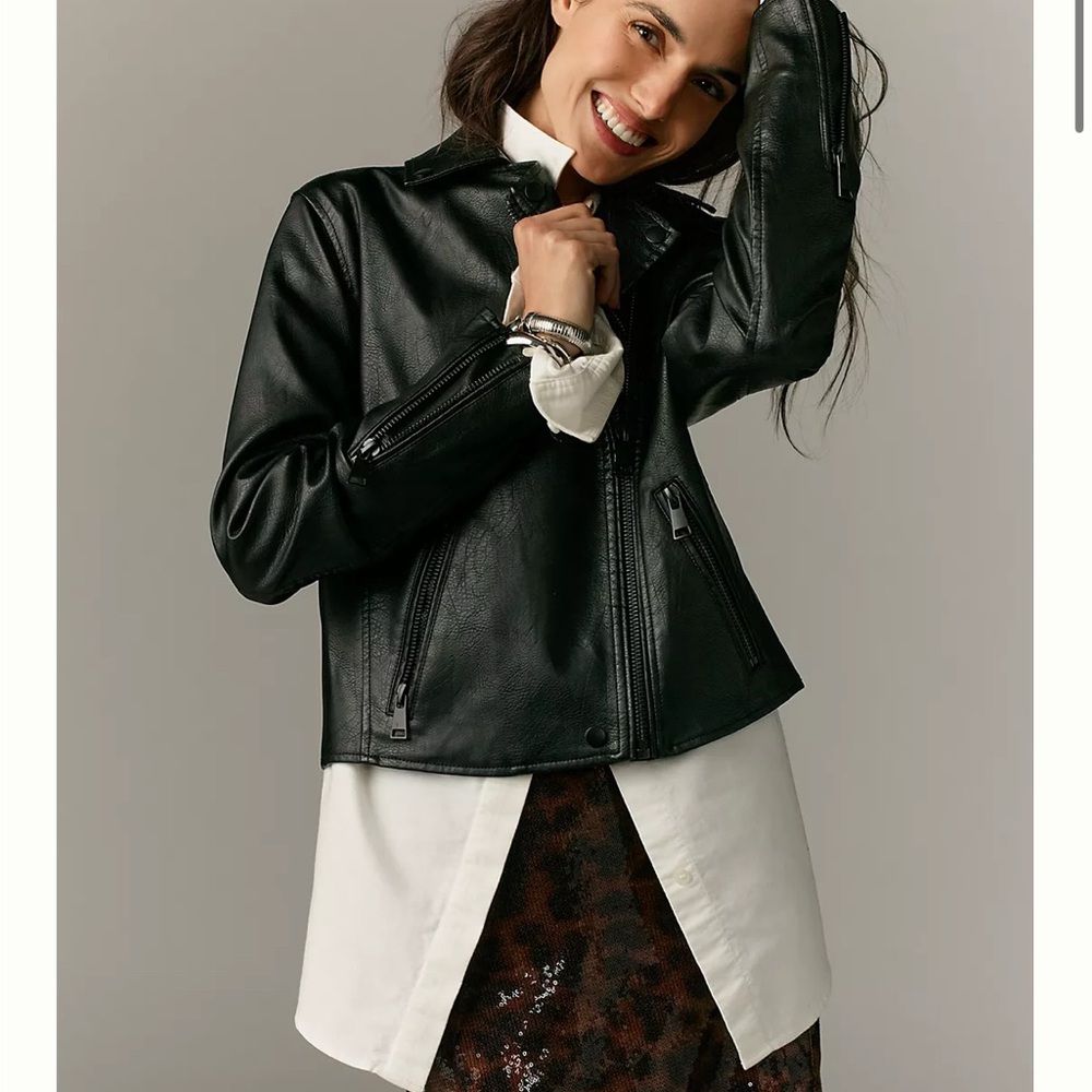 Anthropologie Blank NYC black faux leather jacket